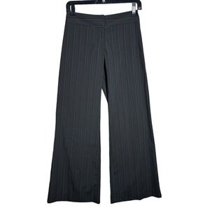 Bebe Women's Black Pinstripe Wide Leg Palazzo Pants Size 2P career suit club y2k